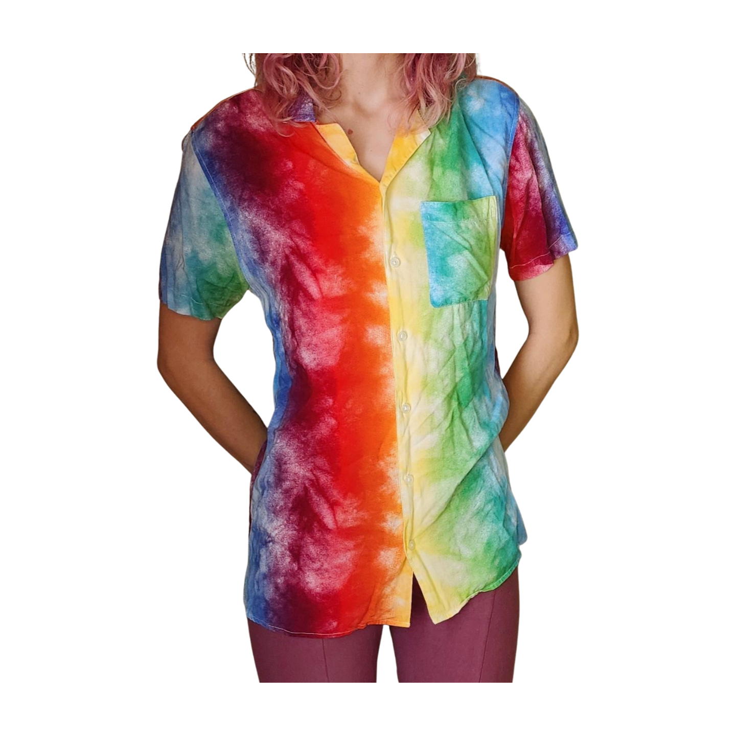 Rainbow Button Up Shirt - Trinity Collective
