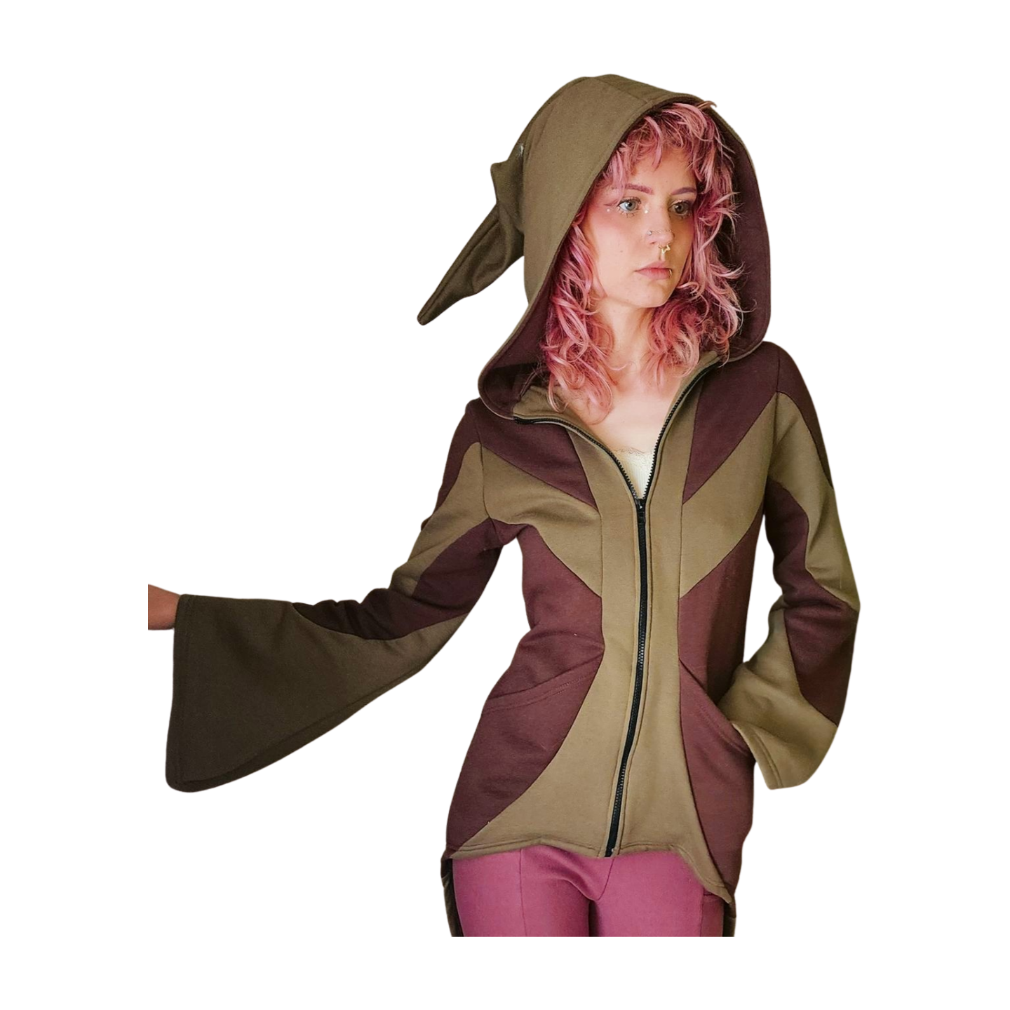 Zipper Hoodie w/ Pointed Hood - Whimsical Couture