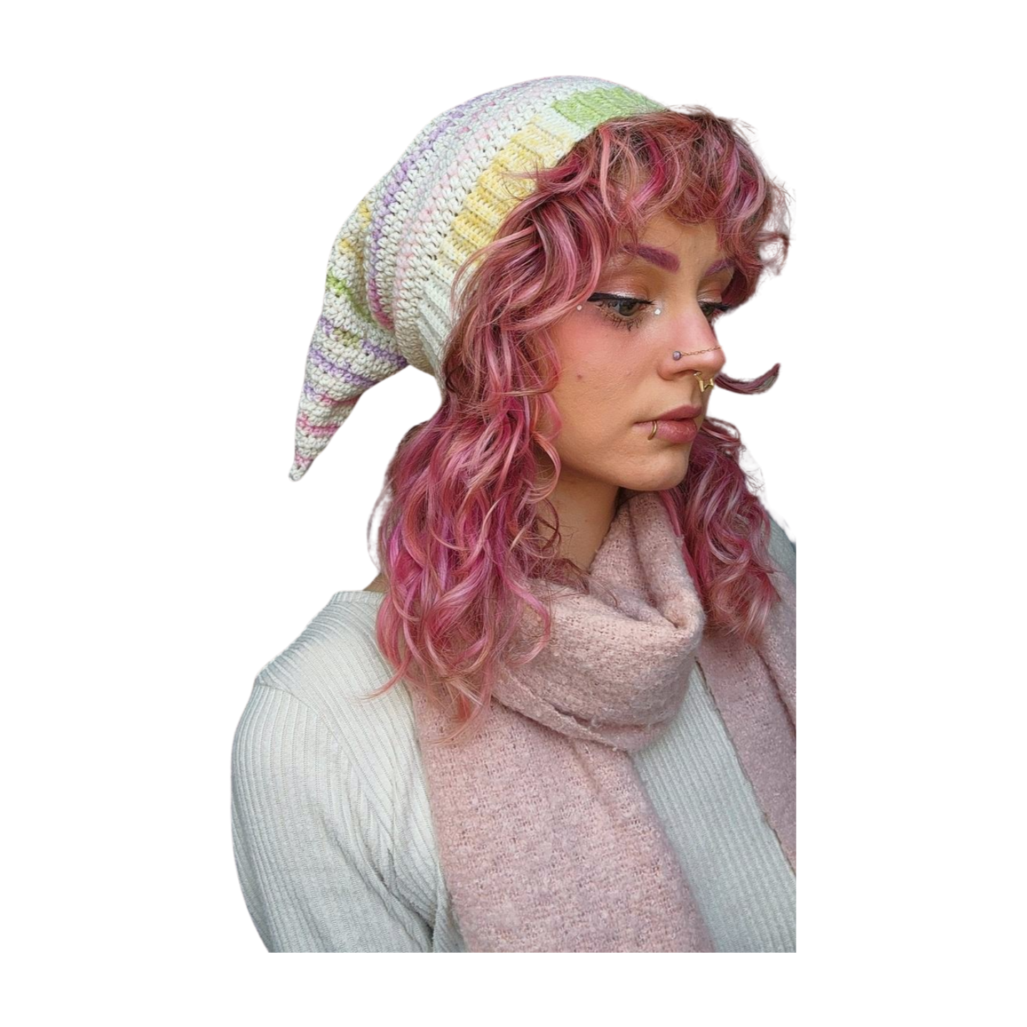 Elf Beanie - Cream & Multicolor