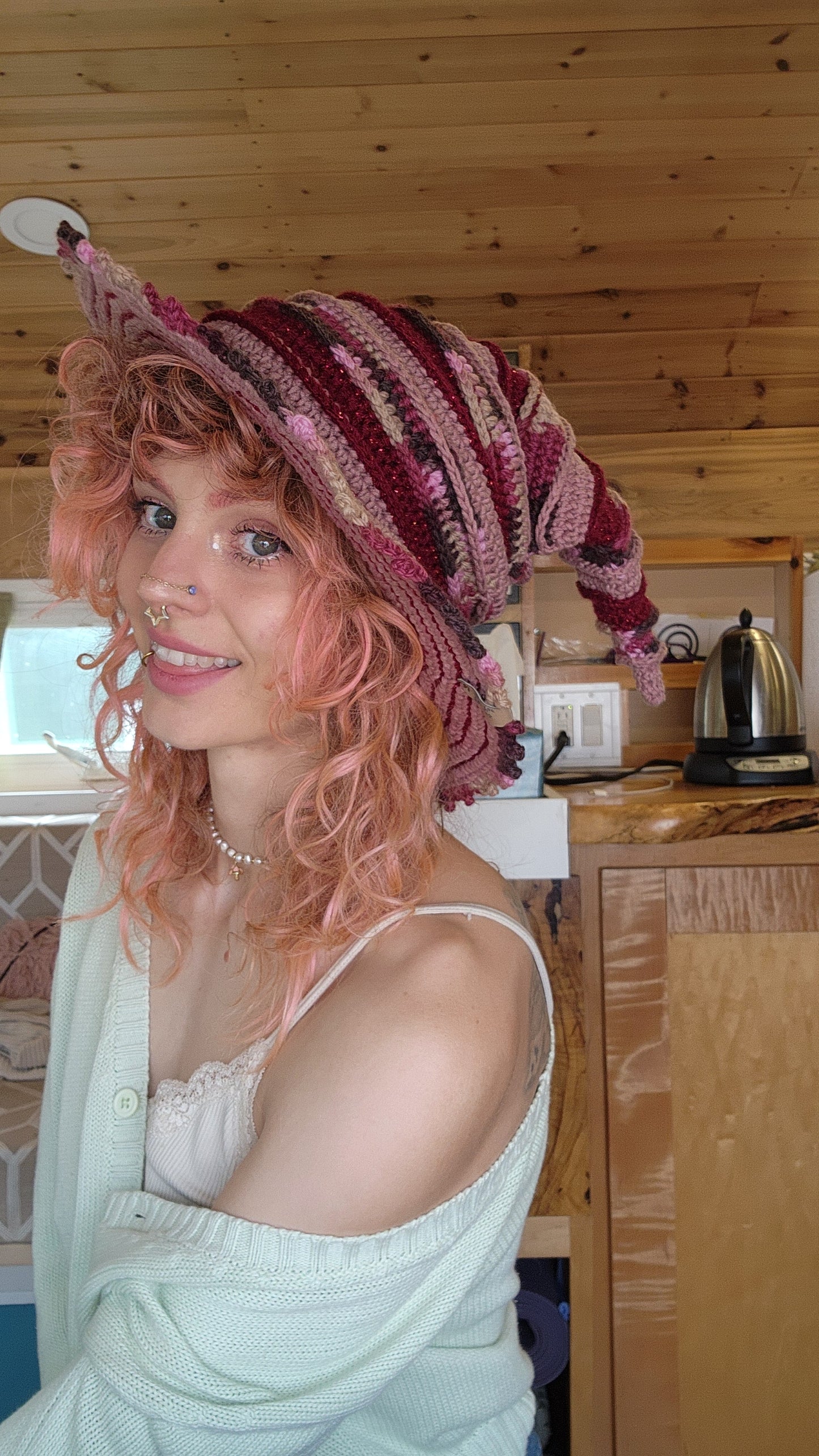 Slouchy Witch Hat - Brown, Burgundy, & Mauve