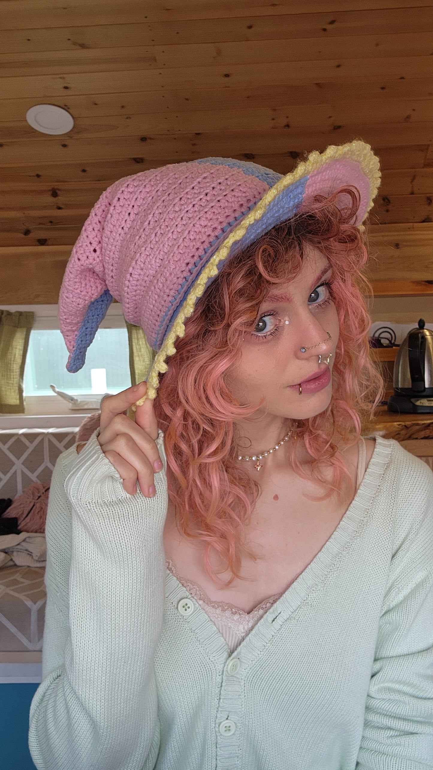 Slouchy Witch Hat - Pink, Blue, & Yellow
