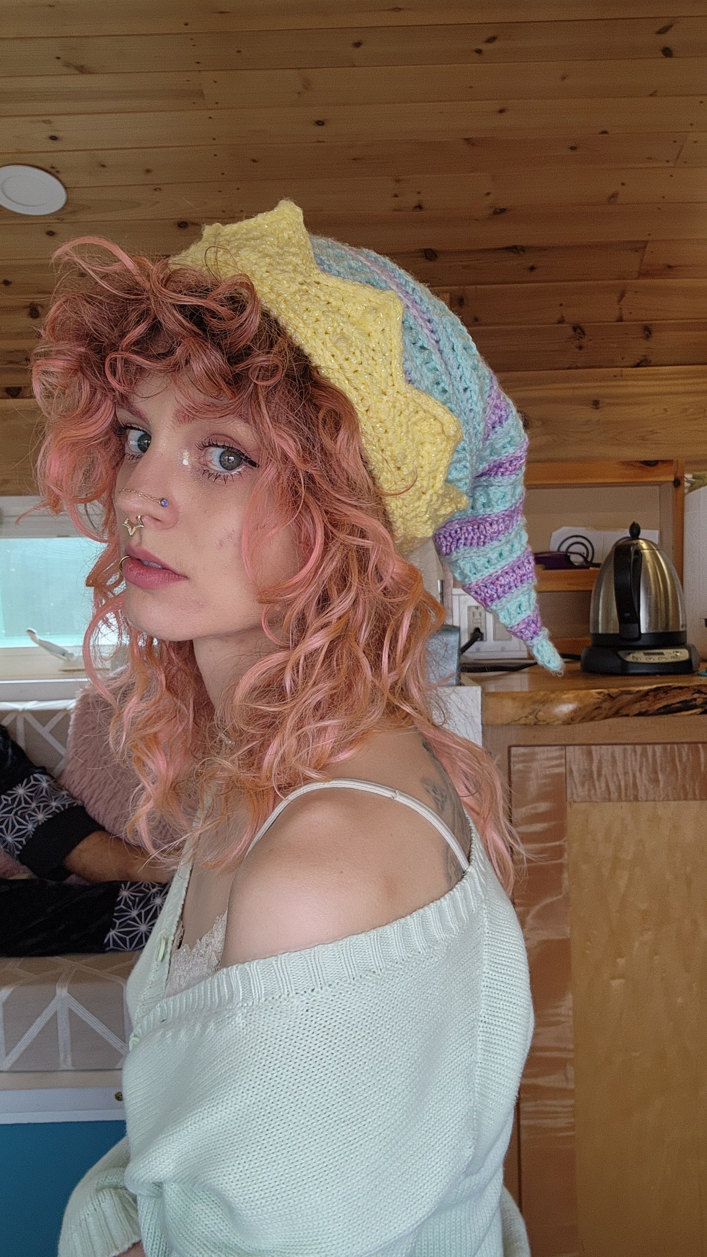 Crown Elf Beanie - Mint, Periwinkle, & Purple