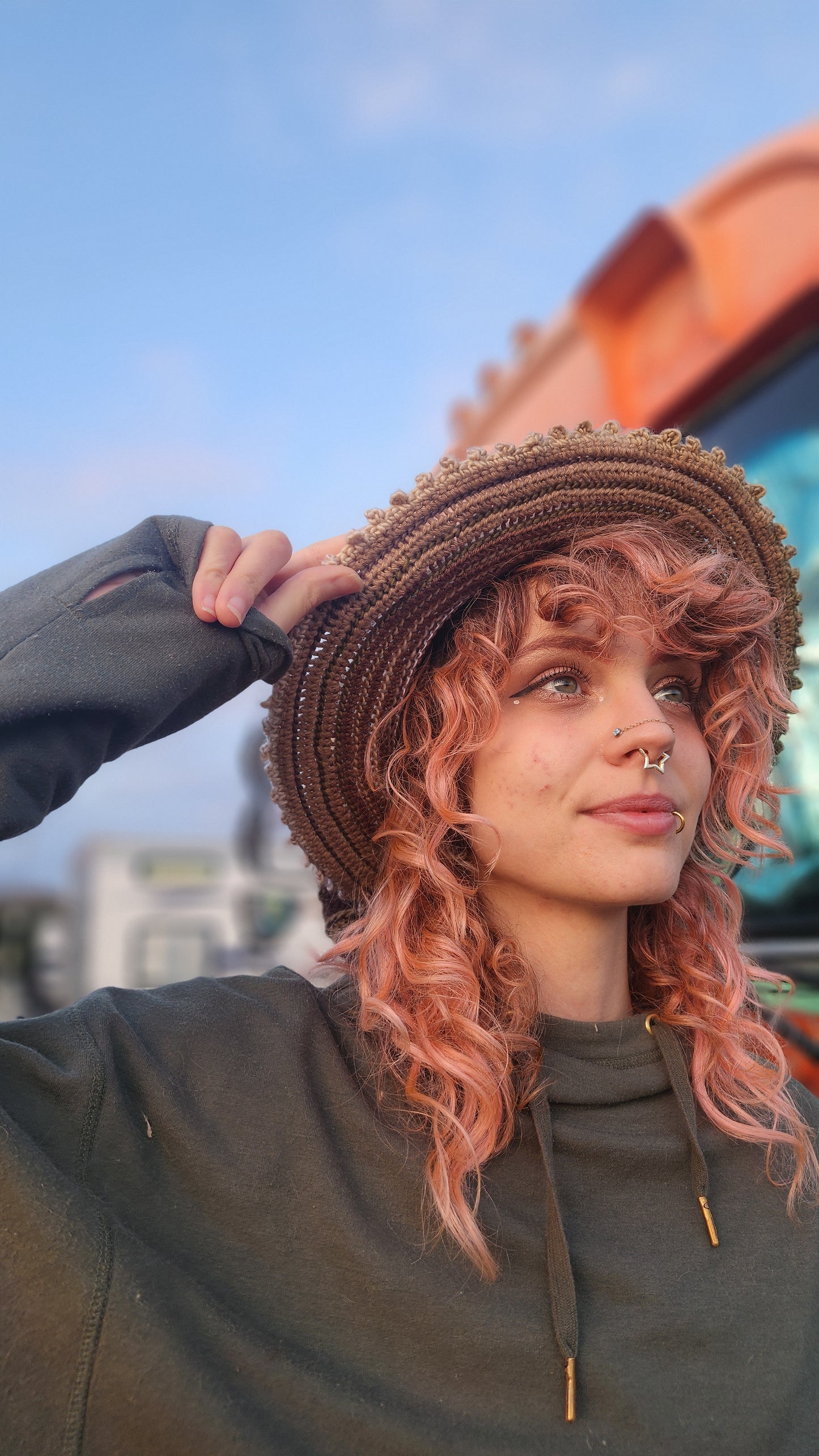 Textured Slouchy Witch Hat - Brown