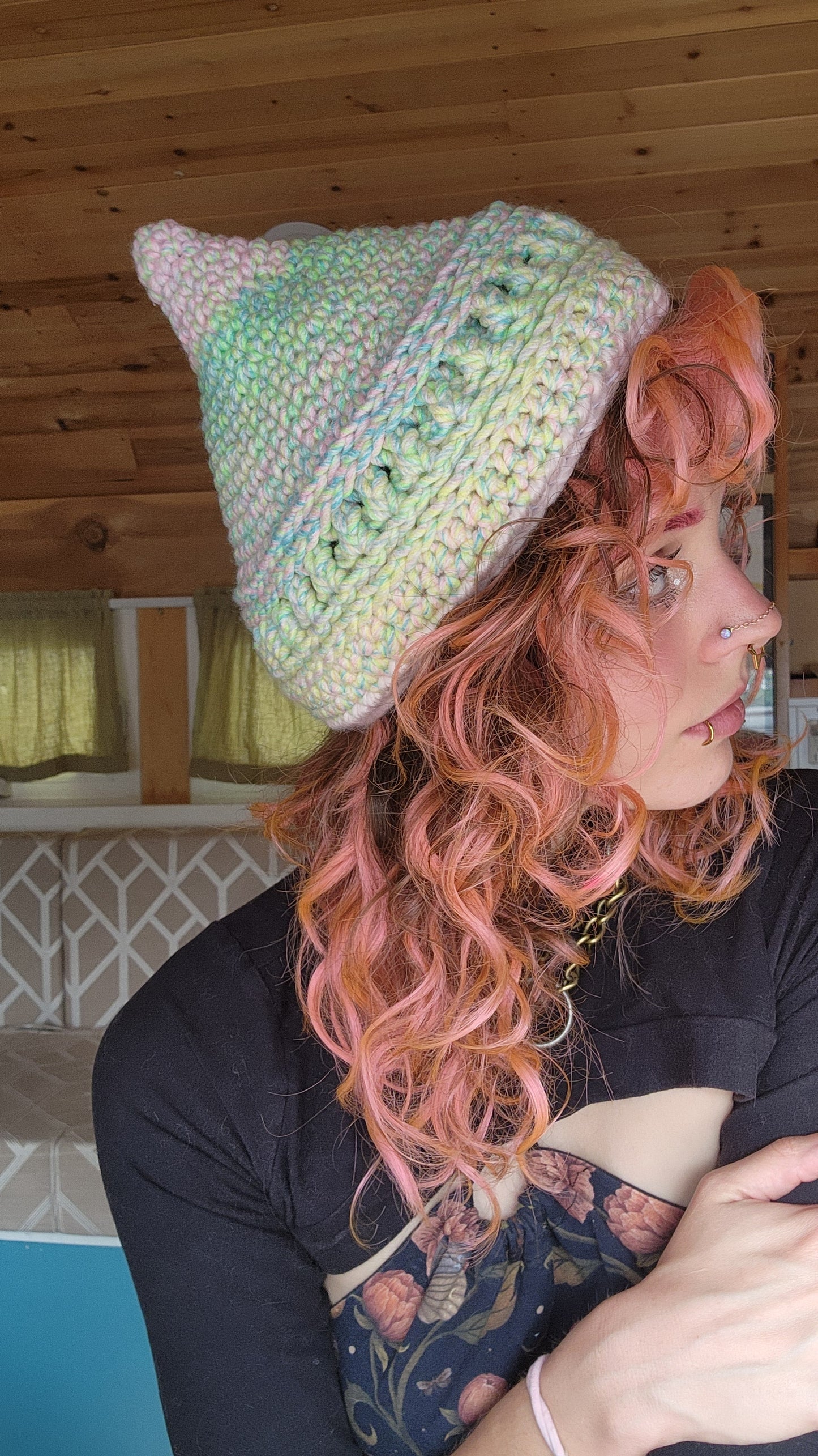 Willow Bud Fisherman Beanie - Pink, Green, & Blue