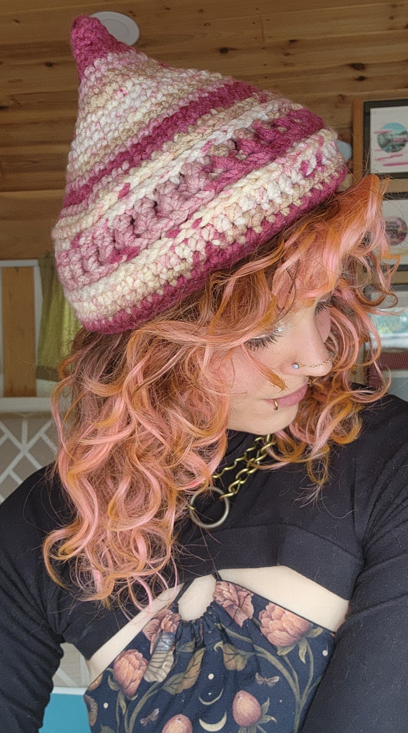 Willow Bud Fisherman Beanie - Cream, Pink, Tan, & White
