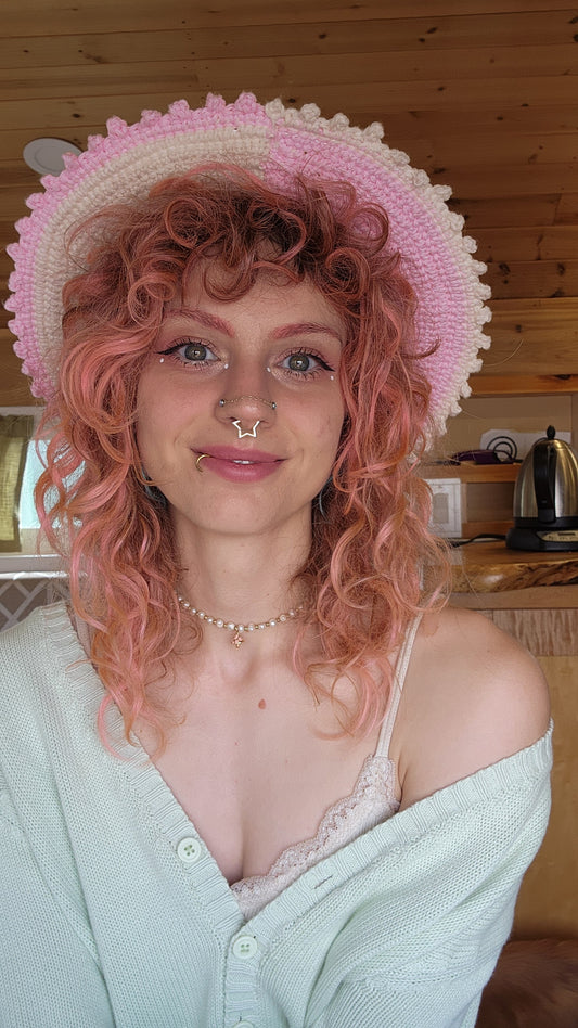 Sun Hat - Pink & Cream