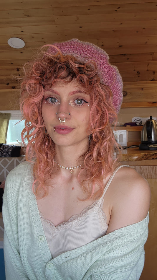 Fae Beret - Pink & Mauve