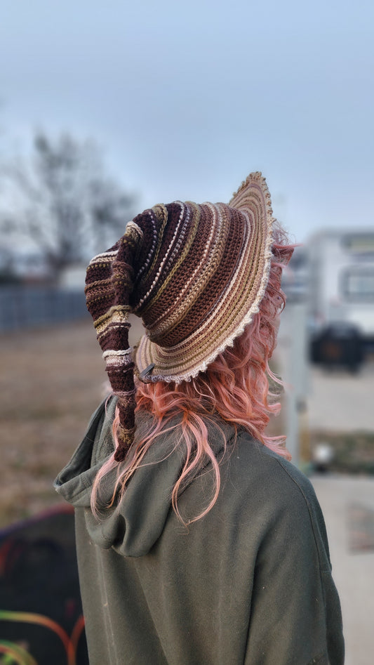 Textured Slouchy Witch Hat - Brown