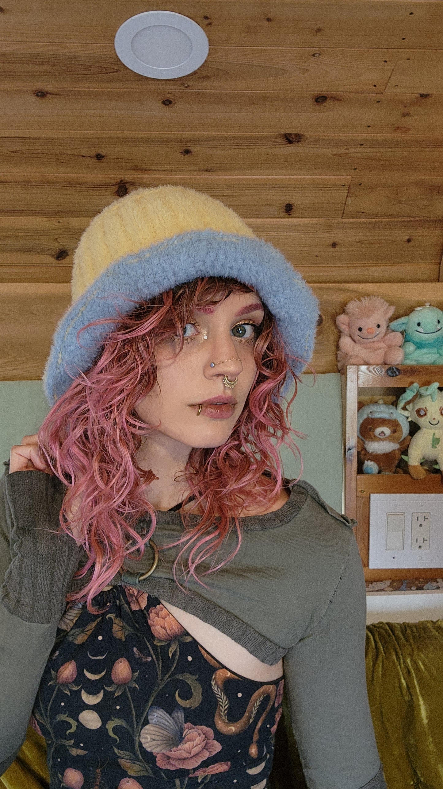 Foxglove Bucket Hat  - Fuzzy Blue & Yellow