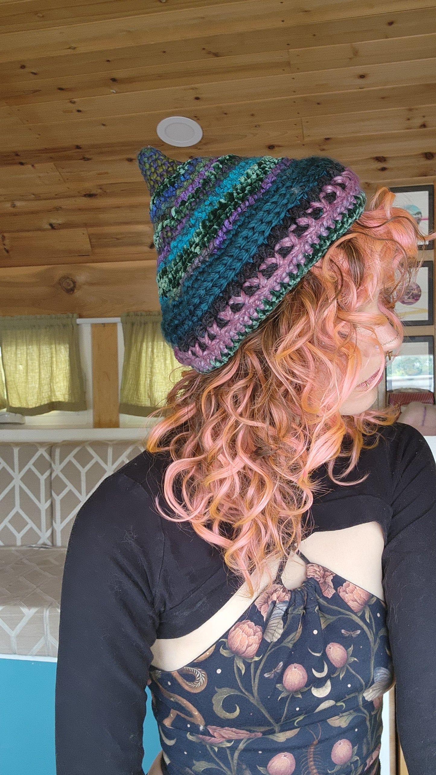 Willow Bud Fisherman Beanie - Jewel Tones Patchwork