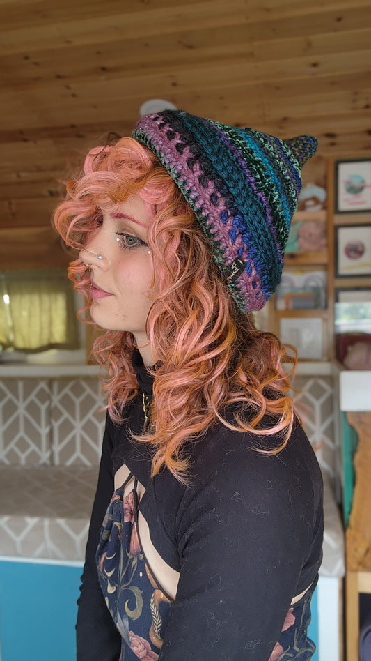 Willow Bud Fisherman Beanie - Jewel Tones Patchwork