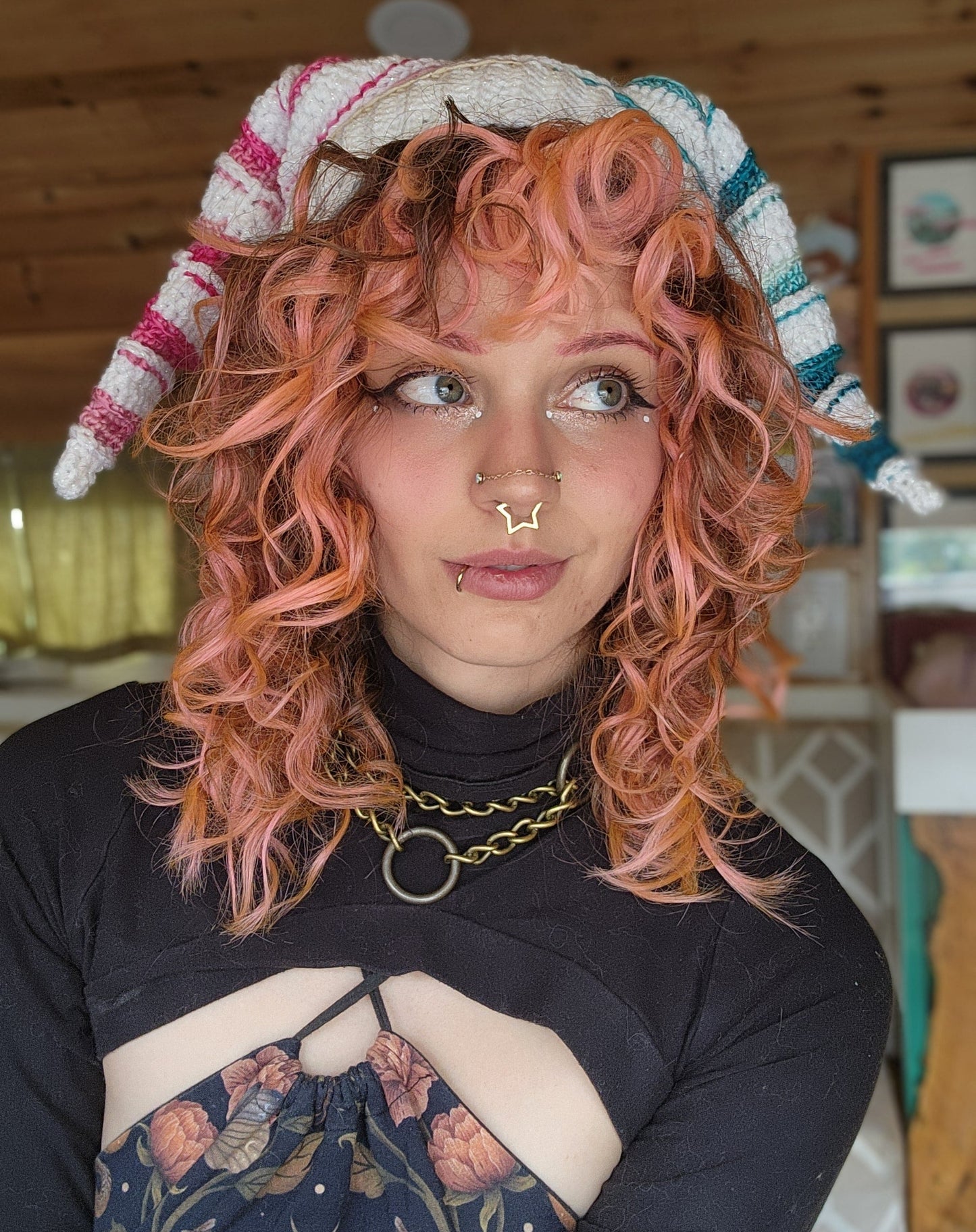 FaeFoolery Cap - Sparkly White, Pink, & Blue