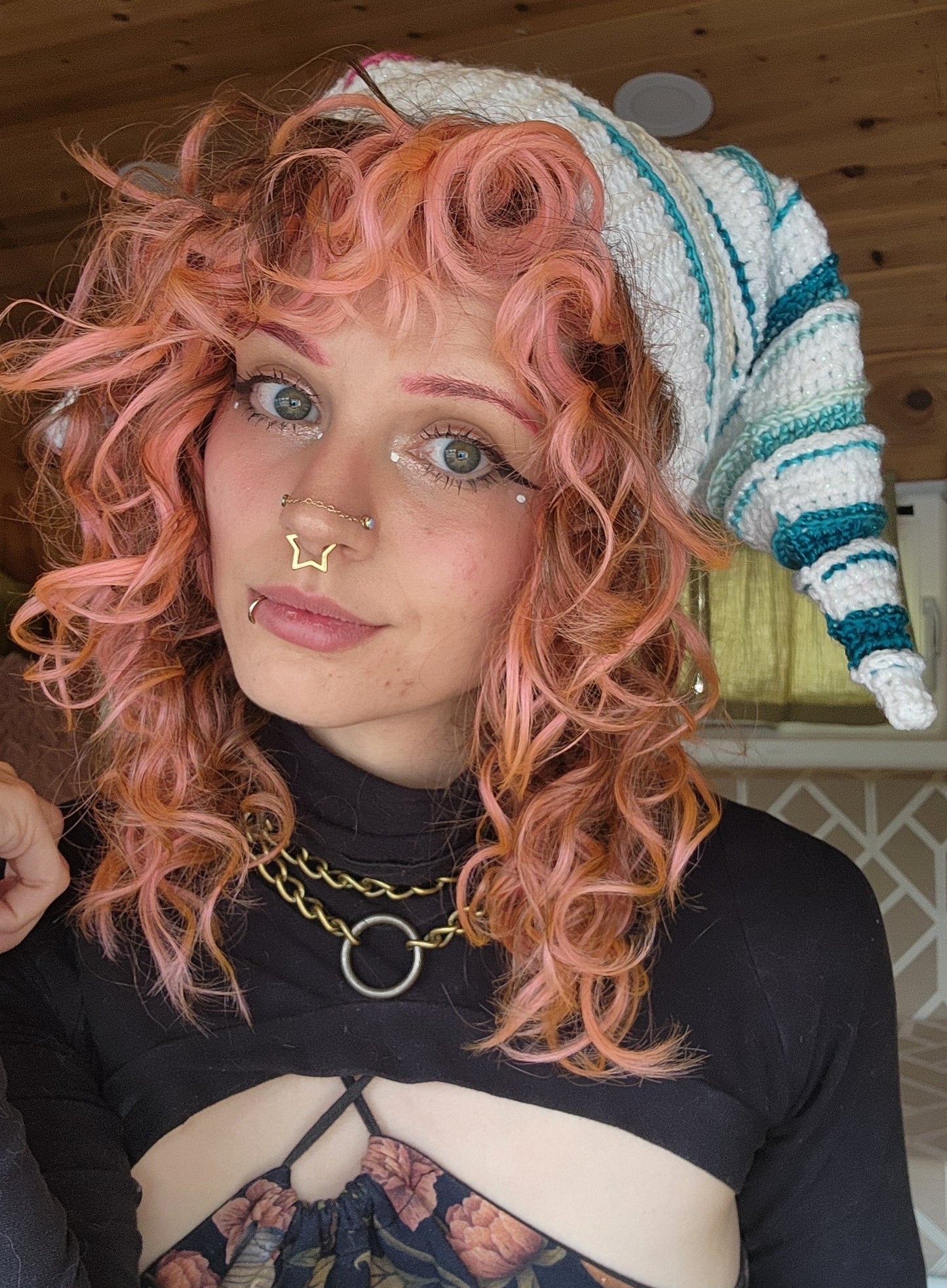 FaeFoolery Cap - Sparkly White, Pink, & Blue