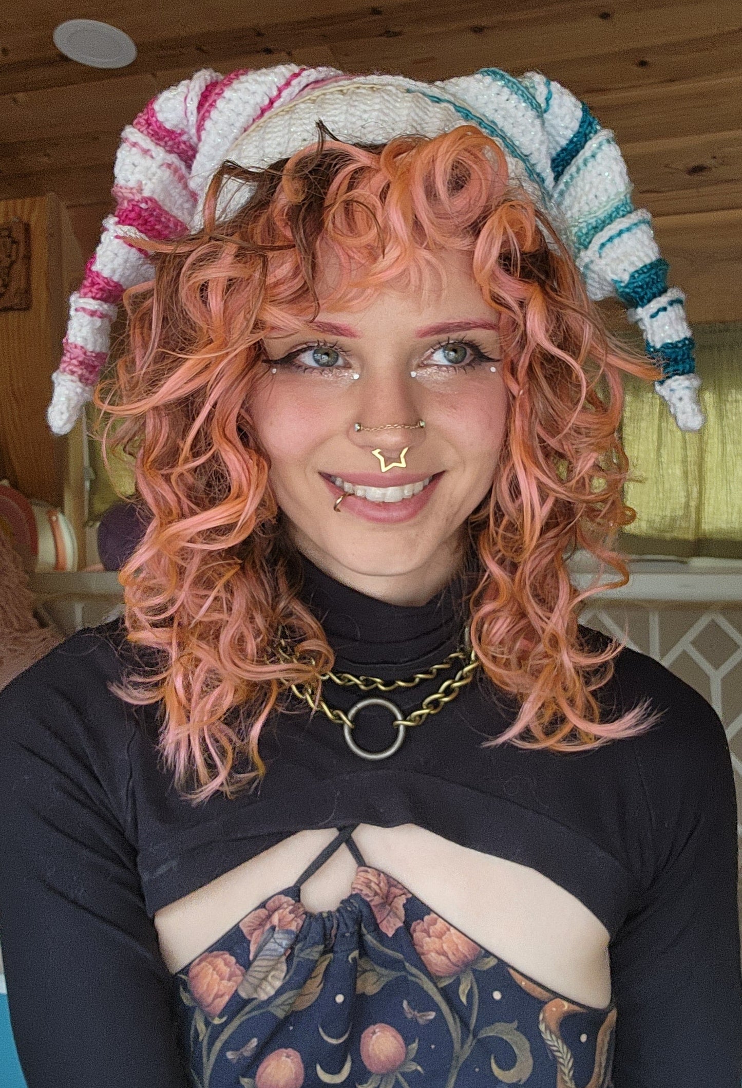 FaeFoolery Cap - Sparkly White, Pink, & Blue