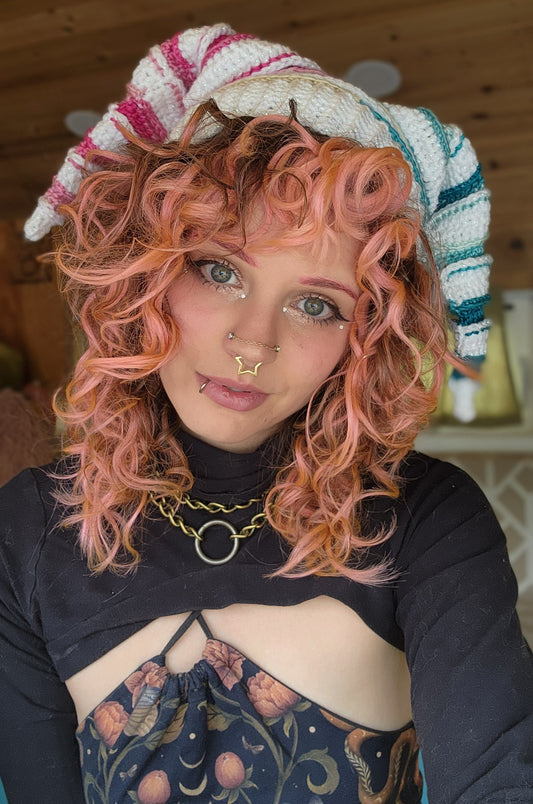FaeFoolery Cap - Sparkly White, Pink, & Blue