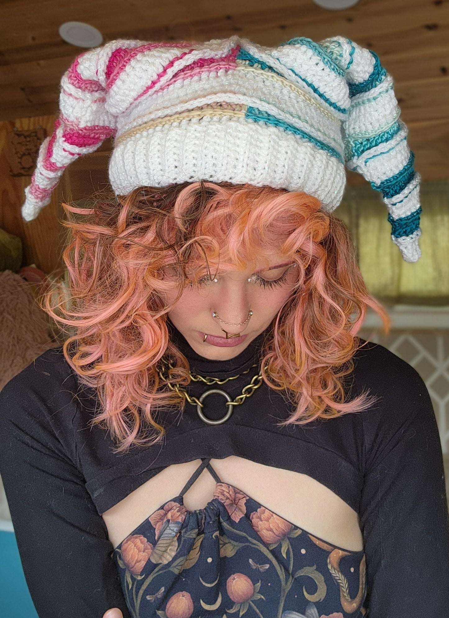 FaeFoolery Cap - Sparkly White, Pink, & Blue