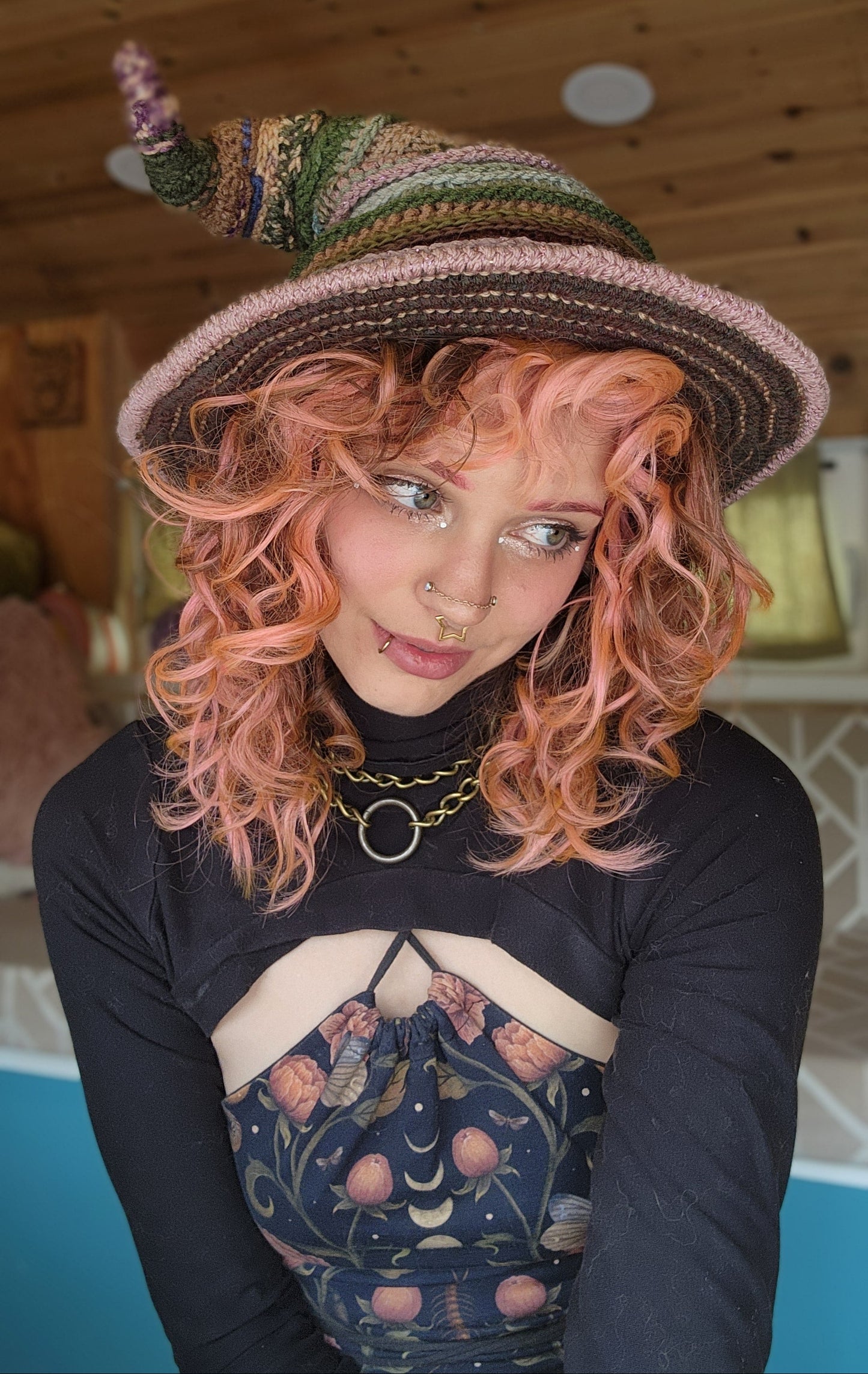Twisteria Witch Hat - Earth Tones Patchwork