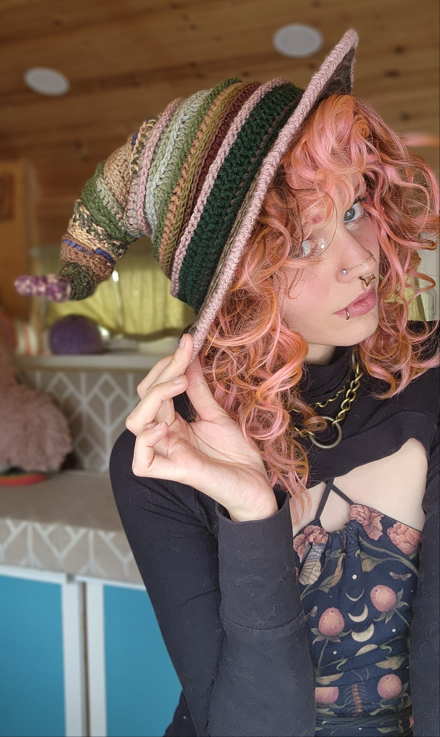 Twisteria Witch Hat - Earth Tones Patchwork