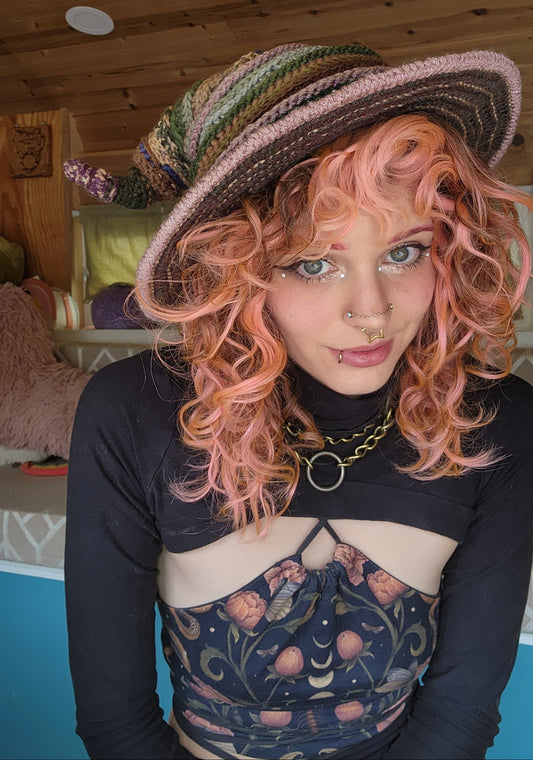 Twisteria Witch Hat - Earth Tones Patchwork