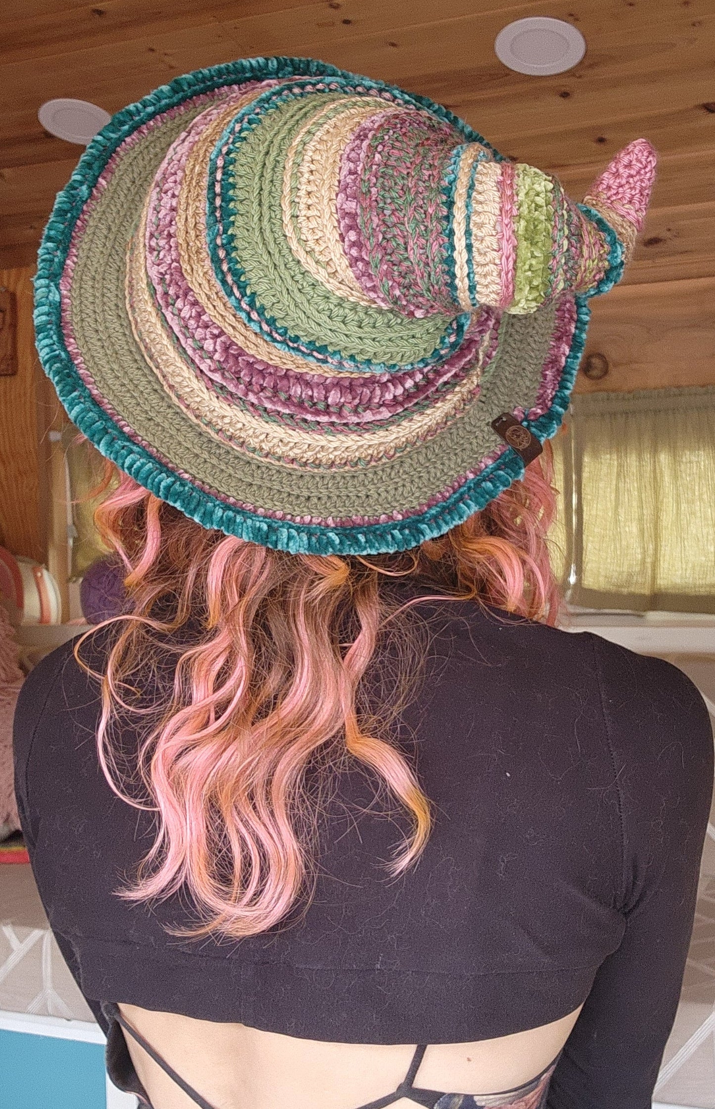 Twisteria Witch Hat - Purple, Teal, Green, & Tan Patchwork