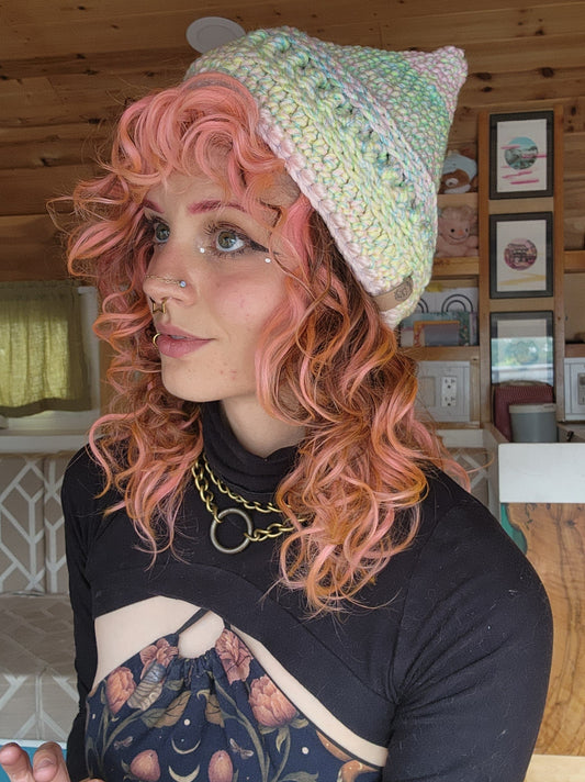 Willow Bud Fisherman Beanie - Pink, Green, & Blue