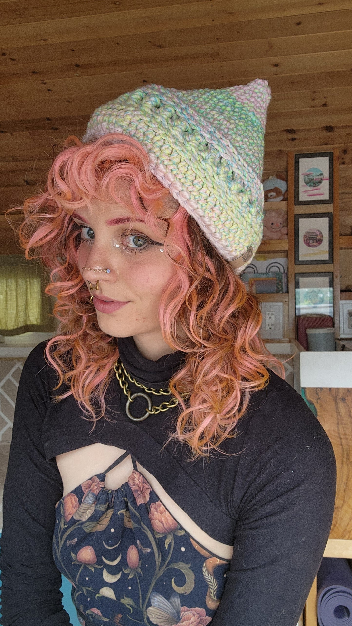 Willow Bud Fisherman Beanie - Pink, Green, & Blue