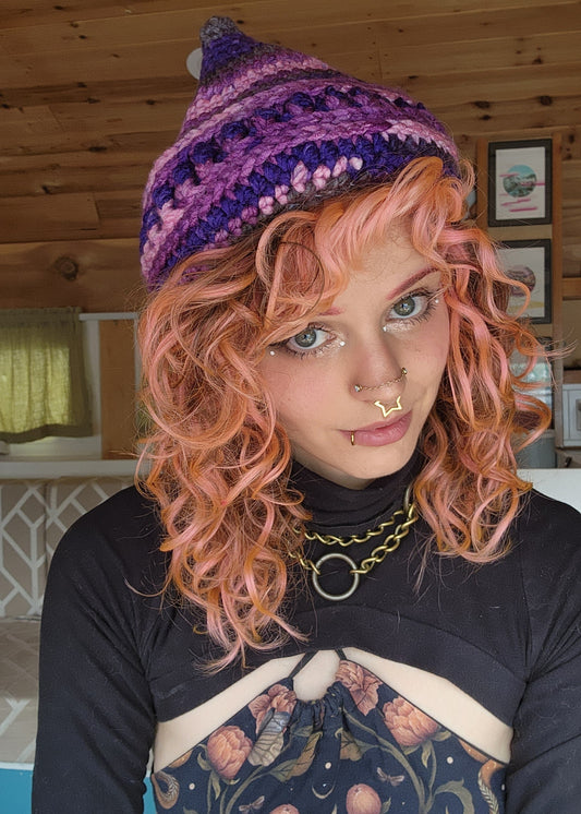 Willow Bud Fisherman Beanie - Purple, Pink, & Grey