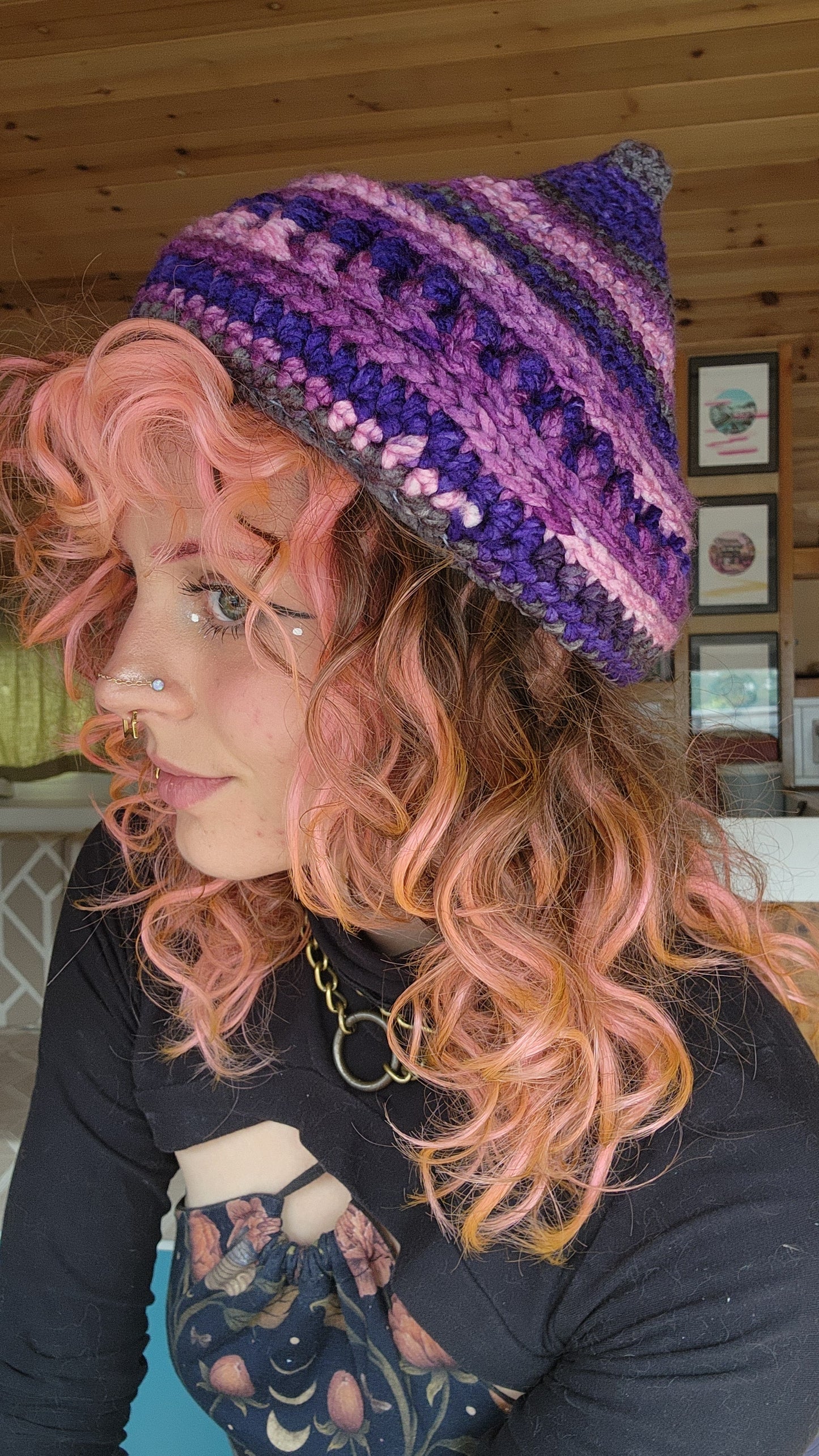 Willow Bud Fisherman Beanie - Purple, Pink, & Grey