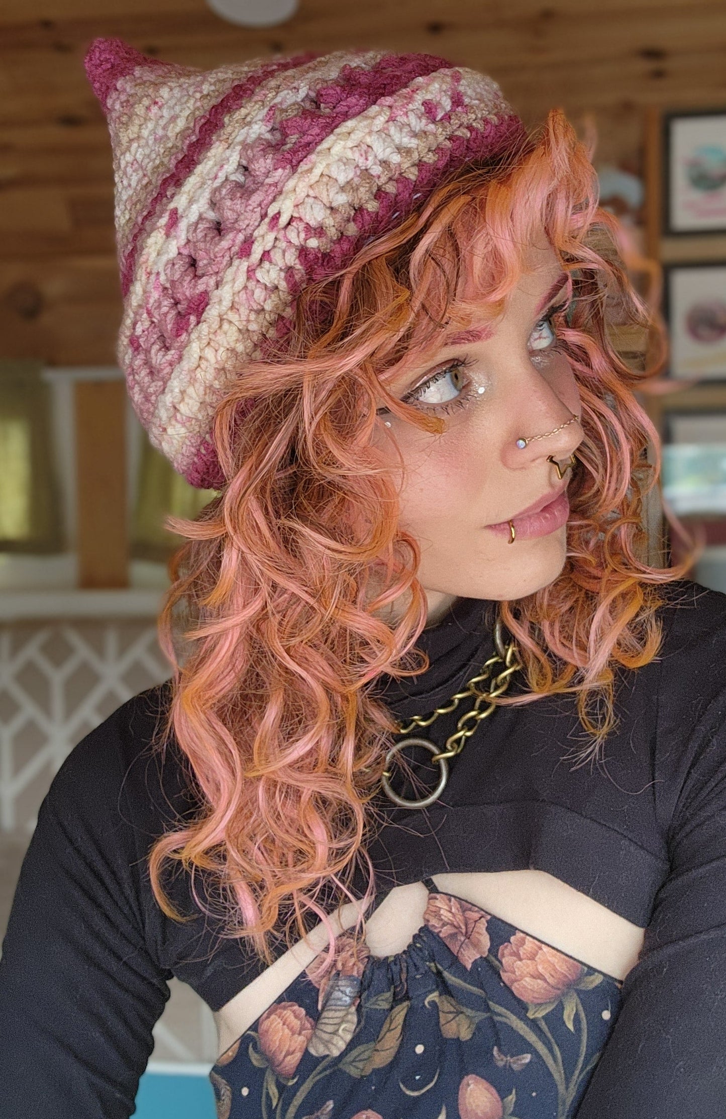 Willow Bud Fisherman Beanie - Cream, Pink, Tan, & White