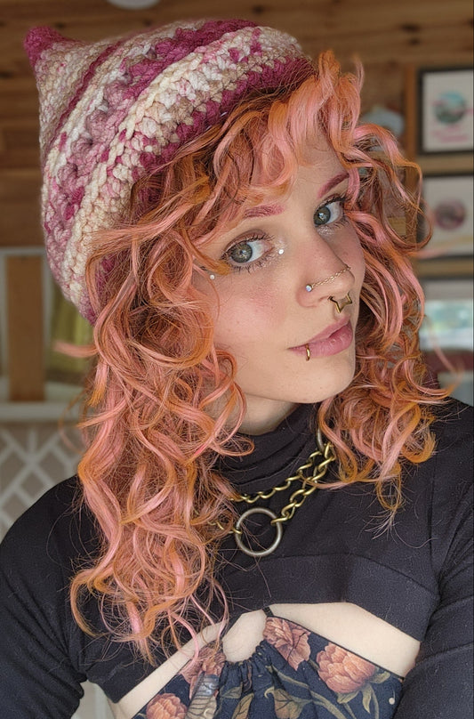 Willow Bud Fisherman Beanie - Cream, Pink, Tan, & White